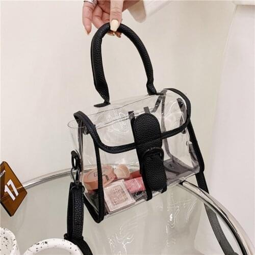 Transparent womens bag Korean fashion female handbag for travel ladies shoulder diagonal bag leisure jelly bags