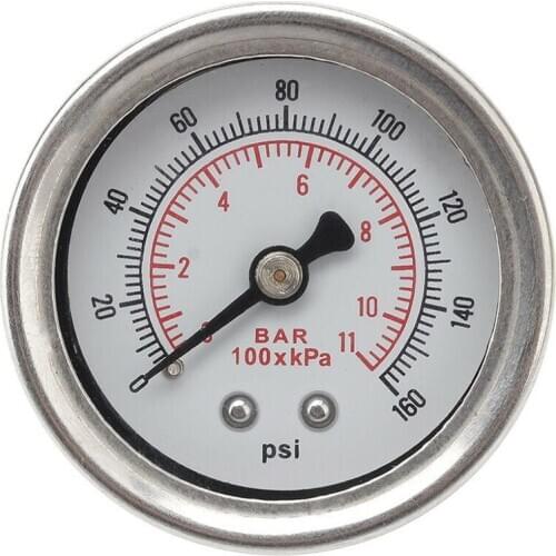 Adjustable 0-160 PSI Fuel Oil Pressure Regulator Gauge Chrome Silver Universal