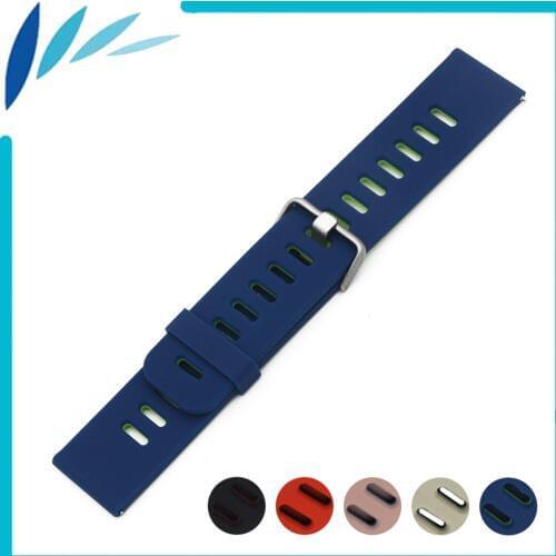 Silicone Rubber Watch Band 22mm for Pebble Time / Steel Watchband Strap Wrist Loop Belt Bracelet Black Blue Red Pink Grey + Tool