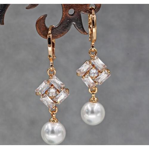 Earings fashion pendientes mujer moda 2019 Luxury Drop Earrings Women 's earrings Trendy Fashion Gold Earrings white Zircon