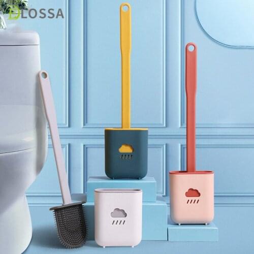 ELOSSA TPR Silicone Soft Head Brush WC Toilet Brush No Dead Ends Bathroom Cleaning Tools Household Bathroom Accessories Set