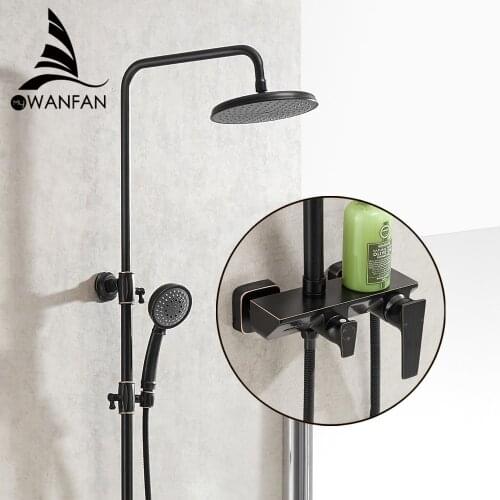 Shower Faucets Single Holder Dual Control Shower System Bathtub Faucet Top Rain Shower With Slide Bar Water Mixer Tap 877026