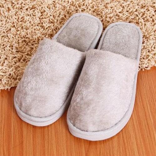 Winter Soft Plush Cotton Cute Slippers Shoes Couple Unisex Non-Slip Floor Indoor Home Furry Slippers Women Shoes For Bedroom