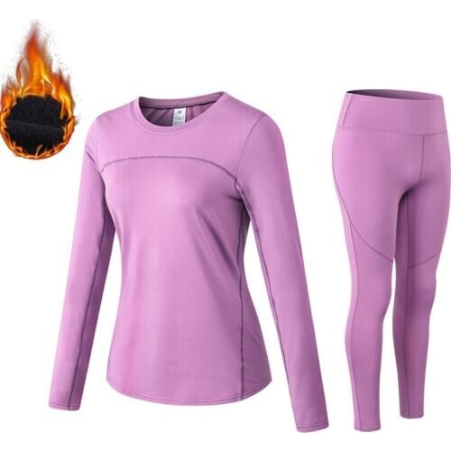 Thermal underwear for women long johns fleece winter elastic sports sets