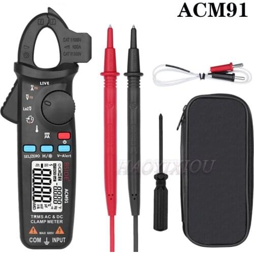 BSIDE ACM91 Digital AC/DC Current Clamp Meter Auto-Range Car Repair TRMS Multimeter Live Check NCV Frequency Capacitor Tester