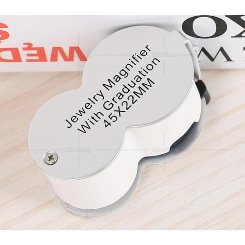 45X 22mm Lens LED Illuminated Jadeite Filter Jewelry Gem Identifying Type Inspecting Magnifier Magnifying Glass Loupe UV Lamp