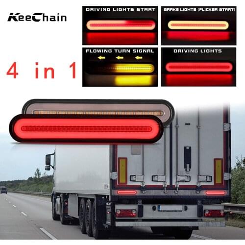 4 In 1 100LED Automobile Truck Trailer Light Waterproof LED Red + Yellow RV LED Tail Light 3D Flowing Signal Light Lamp