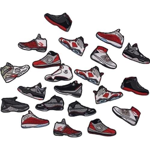 Embroidered basketball shoes Patches Clothes Bags DIY Applique Embroidery Parches Iron On Patch for Clothes