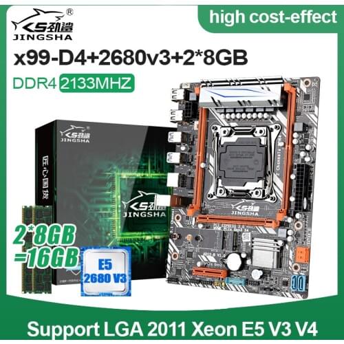 X99 D4 motherboard set With Xeon E5 2680 V3 LGA2011-3 CPU 2pcs X 8GB =16GB DDR4 2133MHz Memory
