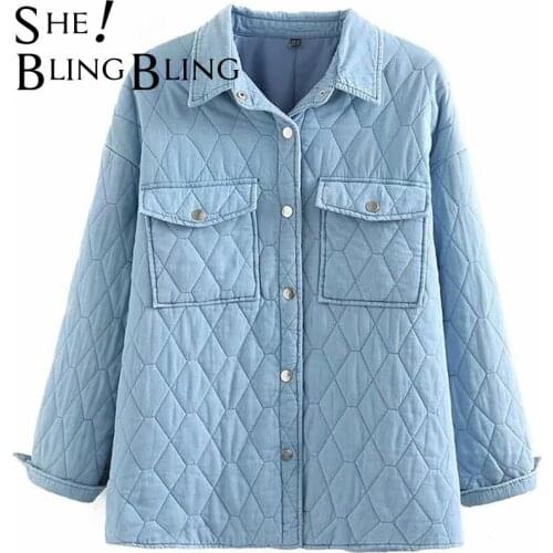 SheBlingBling Za Woman 2021 Casual Traf Parkas Autumn Winter Thin Style Argyle Stitch Quilt Padded Jacket Pocket Loose Long Coat