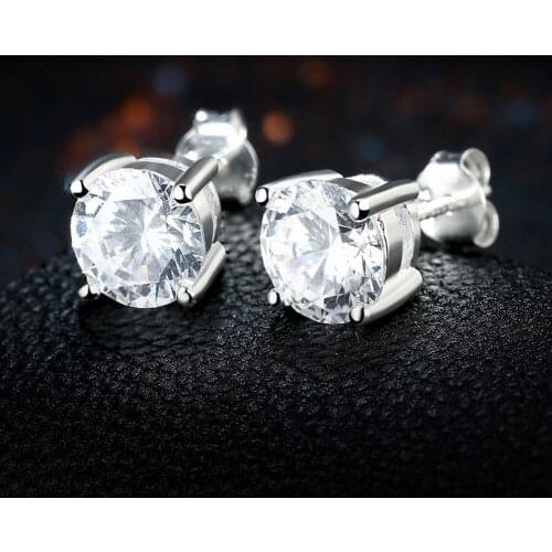 Hot beautiful 925 Sterling silver Shining crystals stud earrings for women fashion Charms party wedding jewelry Christmas gifts
