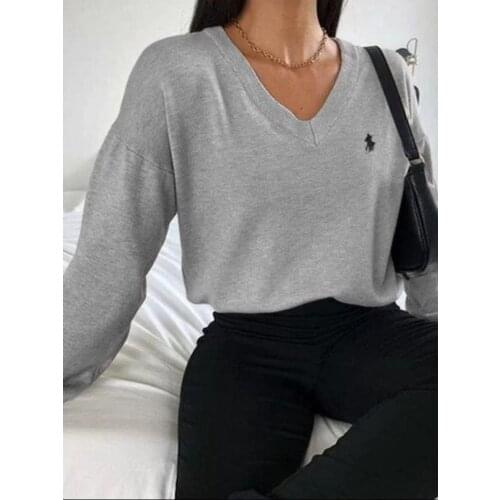 New v-neck loose Harajuku oversized sweater women 2021 spring and autumn hot sale fashionable sexy comfortable top women