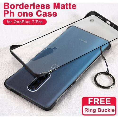 1+7 Pro Frameless Transparent Matte Hard Phone Case For Oneplus 7 Pro Cover For Oneplus 7 With Finger Ring Cases
