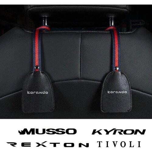 1PCS Car Leather Multifunction Seat Headrest Hanger Hook For Ssangyong Korando Kyron Musso Rexton Tivoli Actyon Car Accessories