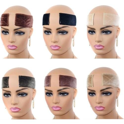 10Pcs Hot New 2 Models And 6 Colors Velvet Comfort Wig Band Fashion Adjustable Velcro Fastener Grip Headband For Anti-slip wigs