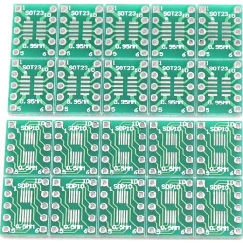 10pcs SOT23 MSOP10 to DIP Transfer Board DIP Pin Board Pitch Adapter