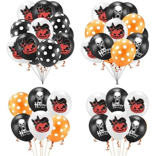 5/10pcs Pumpkin Ghost Confetti Balloon Scary Haunted House Prop Happy Halloween Decoration Air Baloons Birthday Party Supplies