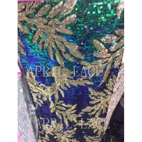 5yards/bag P001 good quality 4 COLOR nice good quality sequin embroidery net mesh lace fabric for sawing evening dress/wedding
