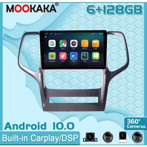 6+128G Android 10 For Jeep Grand Cherokee 2008-2013 Auto Surround View Camera Car Multimedia Player Stereo Radio GPS Navigtion