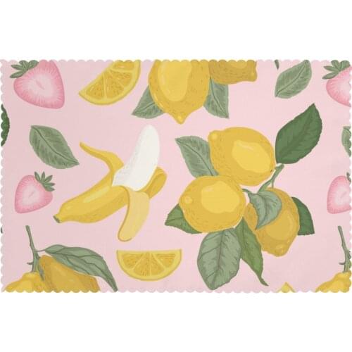 6 PCS Placemat Funny Fruit Of Lemons Bananas Fabric Table Mats Tableware Kitchen Tool Table Mats