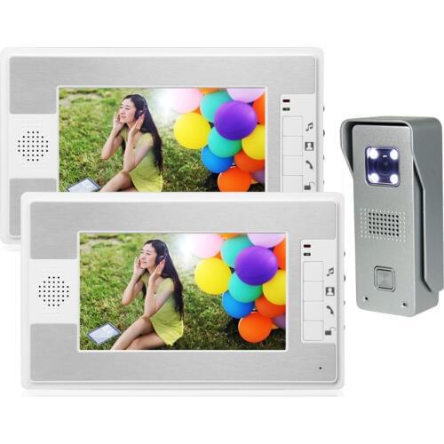 7" LCD Monitor Video Door Phone Intercom Doorbell System Home Security Intercom Kits IR Camera Door bell Intercom Doorphone 1V2
