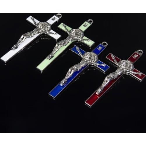 Big Jesus Christ Wall Crucifix enamel Cross Religious Saint 3D Craft Decor Jesus Christ On The Stand Antique Decoration