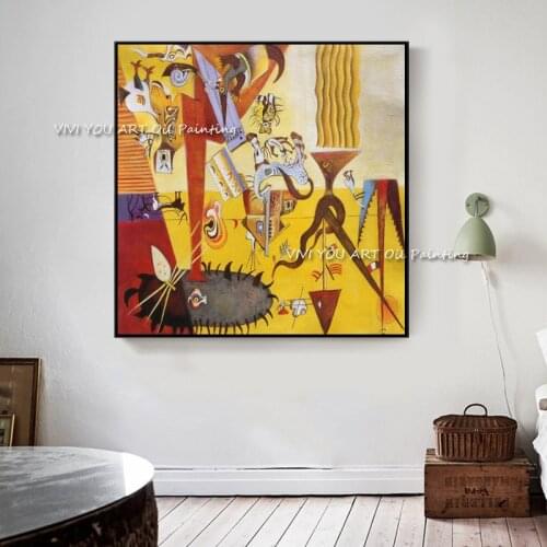 Copy Joan Miró Abstract Canvas Oil Painting 100% Handmade Geometric Patterns Wall Art Pictures Home Decoration Drawing
