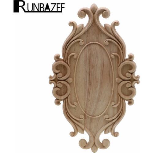 RUNBAZEF Solid Wood Furniture Decorative Accessories New Flower Carved Door Vintage Home Decor Figurines Miniatures Ornaments