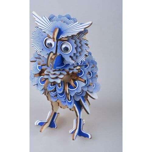 3D Owl Wooden Puzzle Jigsaw Wood Craft Modelling Toy Kit Kids DIY Educational Toy Handicrafts Child Gift