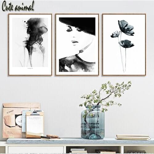 Diamond Painting Abstract woman flower black and white full Drill Square Round Diamond Embroidery Cross Stitch Diamond Mosaic