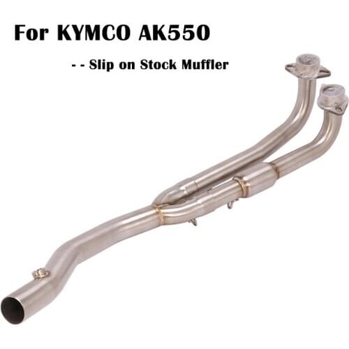 For KYMCO AK550 Motorcycle Modified Exhaust Front Header Link Pipe Stainless Steel Slip on Stock Muffler