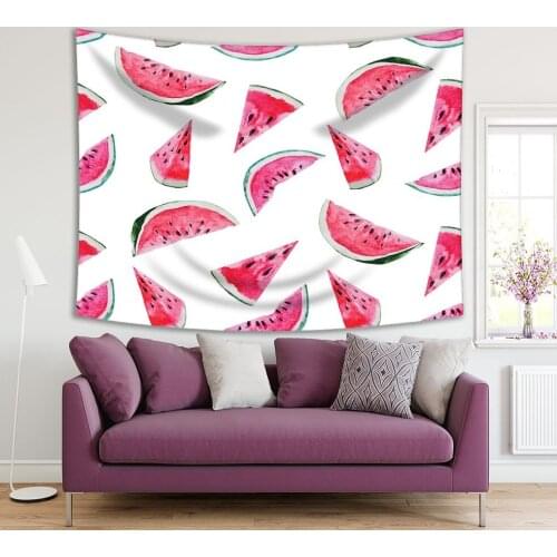 Tapestry Sliced Watermelons Fruit Pattern Artwork Hot Summer Party Red Green White