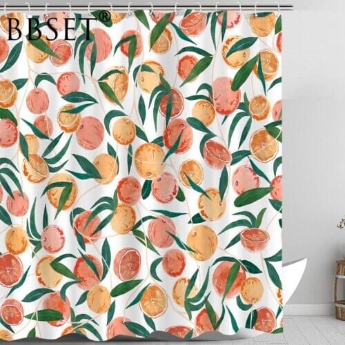 Summer Fruit Shower Curtain Cartoon Fruit Orange Apple Peach Pattern Waterproof Multi-size Douchegordijn Kids Bathroom Decor