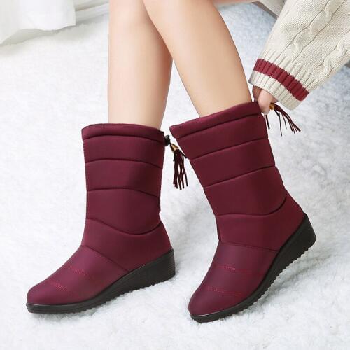 2021 Fashion Solid color winter women boots comfortable flat with ankle boots women waterproof zip snow boots shoes woman