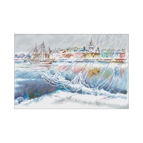 20-RTO M592 City on Ice Needlework,For Embroidery,DIY 14CT Unprinted Arts Cross stitch kits Set Cross-Stitching Home Decor