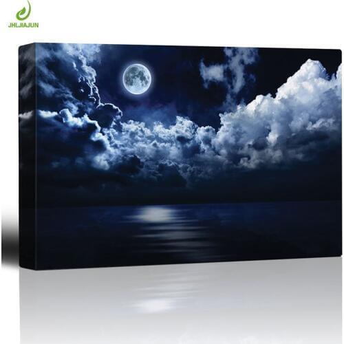 JHLJIAJUN Nordic Night Full Moon Canvas Painting Modular Wall Art Print And Poster Dining Living Room Bedroom Home Decor