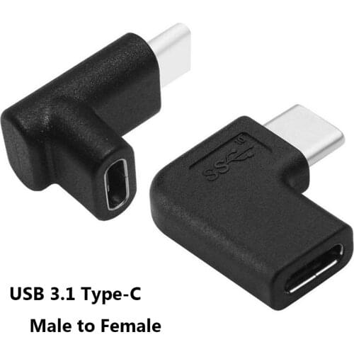 90 Degree Right Angle USB 3.1 Type C Male to Female Converter USB-C Adapter For Samsung Huawei Smart Phone Portable Connector