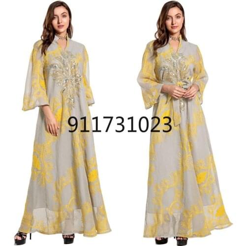 Sequined African Dresses for Women Summer Sexy 2021 African Women Long Sleeve Plus Size V-neck Long Dress