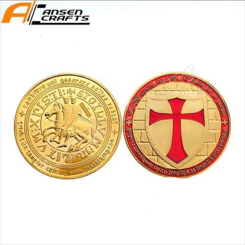 Red Cross Masonic Knights Templar Gold Plated Commemorative Coin Military Collection