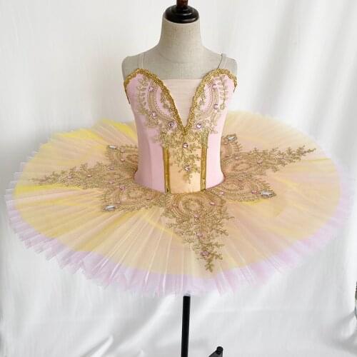 Pink Yellow Professional Ballet Tutu Gymnastic Dancing Dress Adult Swan Lake Costume Ballet Leotards For Women Kid Ballet Dress