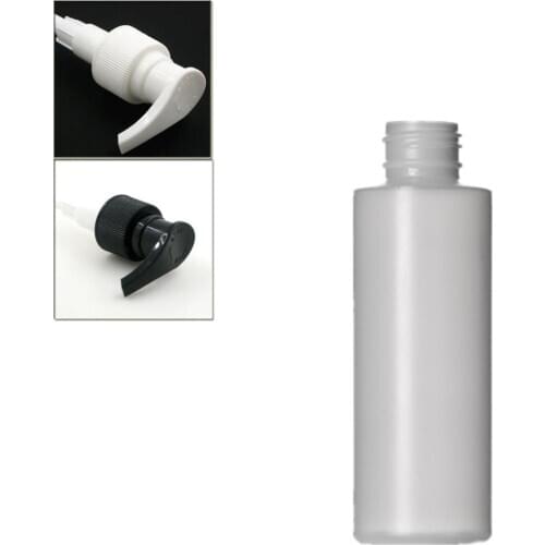 120ml empty plastic soft bottle , natural-colored HDPE cylinder round with white/black Lock Pumps