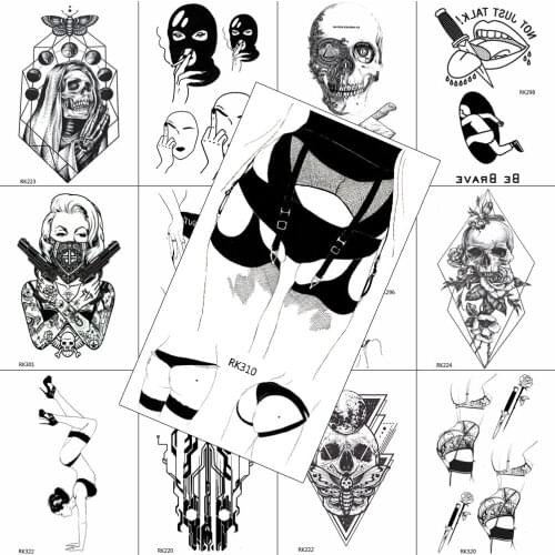 Sexy Black Lace Fake Temporary Sheets Tattoos Body Art Drawing Arm Legs Wasit Tatoos Sticker Waterproof Tattoo For Adult