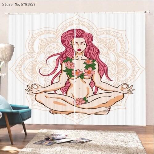 Sexy Woman Window Curtains 2 Panels Bohemia Yoga Curtains Religion Buddha Window Treatments Home For Living Room Curtain