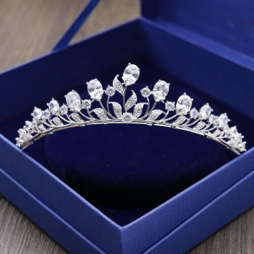 SLBRIDAL Gorgeous Wedding Cubic Zircon Tiara Bridal CZ Crown Queen Princess Pageant Party Headpiece Bridesmaids Hair Accessories