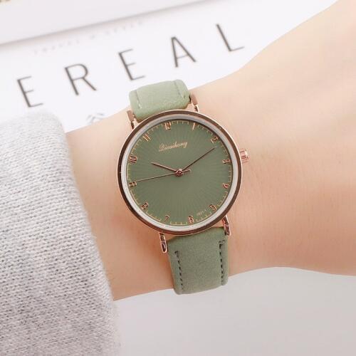Vintage Women Quartz Watch Fashion Green Elegant Dial Casual Ladies Watch Female Leather Strap Ladies Dress reloj mujer