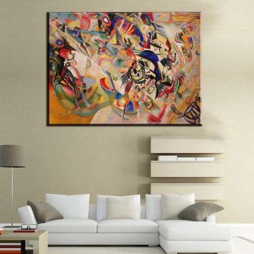 WASSILY KANDINSKY Classic Art Handmade Oil Painting Waterproof Canvas Fabric Art Wall Decor Painting on Canvas for Living Room