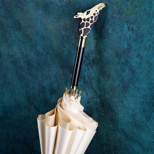 Umbrella Giraffe Womens Solid Umbrella With Long Handle Artistic Creation Umbrellas 8K Silk Aluminum Alloy Sunscreen Umbrella