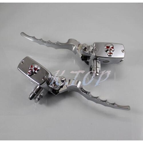 ZORBYZ CHROME SKULL 7/8" MOTORCYCLE HYDRAULIC BRAKE MASTER CYLINDER & CLUTCH LEVER UNIVERSAL