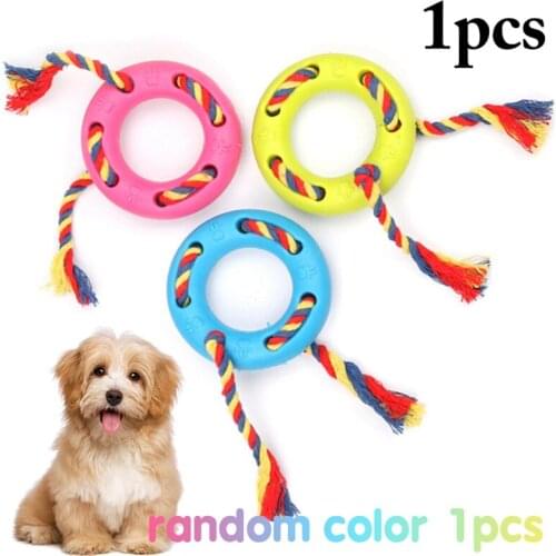 1PC Dog Rope Toy Pet Interactive Toy Puppy Teething Toy Bite Resistant Rubber Ring Dog Chew Toy Dog Accessories Random Color