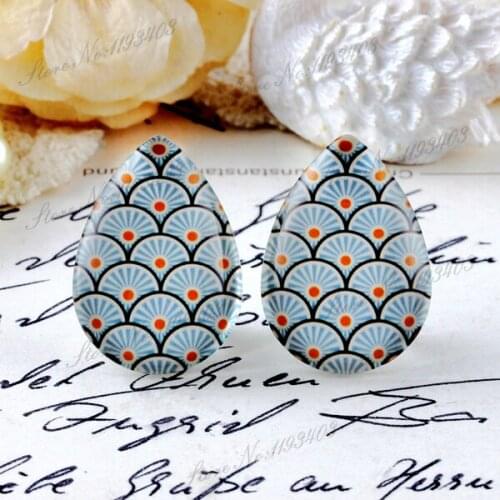 10pcs 13x18mm 18x25mm Handmade Photo Teardrop Glass Beads Cabochon DIY For Tray setting finding-( Feather)-(HPGC-T-216)